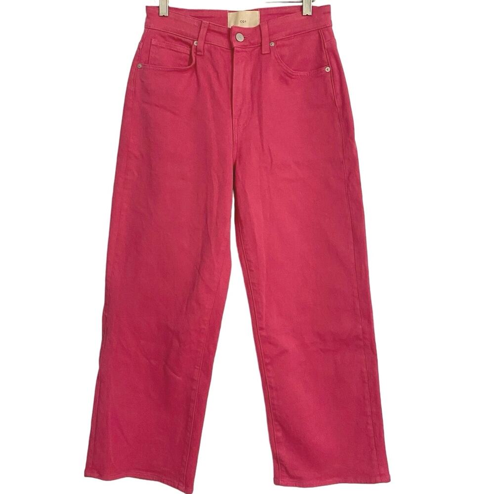 CQY High Rise Cropped Wide Leg Pink Barbie colorful Preppy Jeans Women Size 26